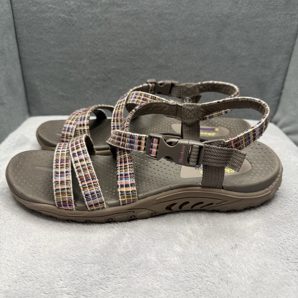 Skechers Reggae Women's 8 Multicolor Strappy Outdoor Lifestyle Sandals Brown